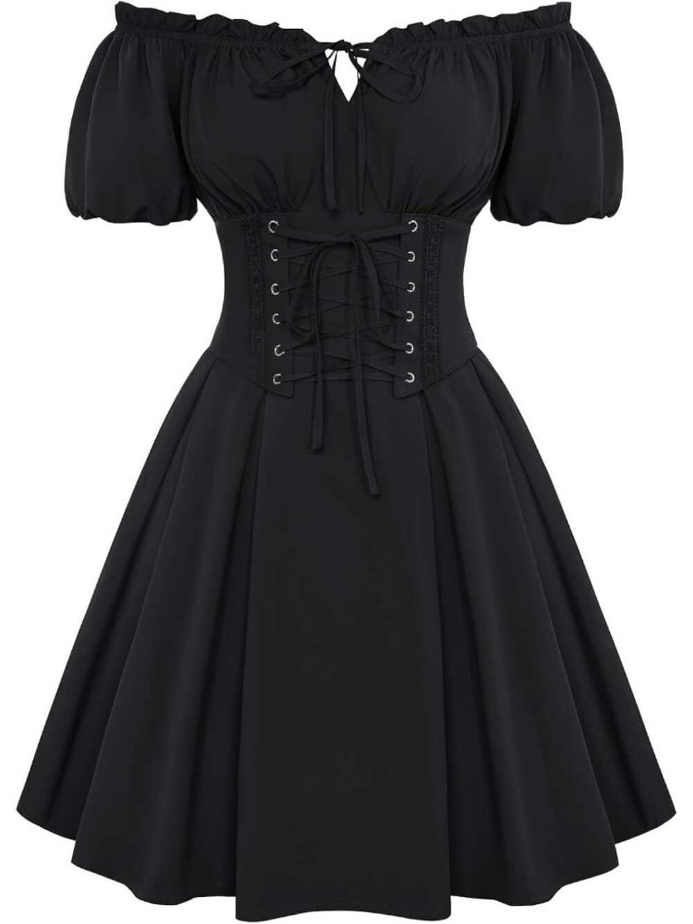 Scarlet Darkness Black Women Corset Dress Midi Off Shoulder Fairy Dresses
